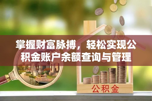 网点掌握财富脉搏，轻松实现公积金账户余额查询与管理